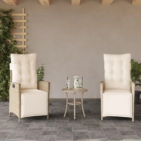 vidaXL Σετ Επίπλων Bistro 3 τεμ. Μπεζ Συνθετικό Ρατάν με Μαξιλάρια