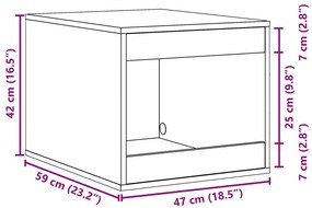 Τουαλέτα Γάτας Περίφραξη Γκρι Sonoma 47x59x42εκ Επεξεργασμ Ξύλο - Γκρι