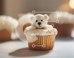 Intra Συλλεκτικό Ξύλινο Παζλ Plywood  4mm - Teddy Bear Cupcake με White Frosting Σε Ξύλινο Κουτί - Διαστάσεις: 10x10 cm – 25 κομμάτια