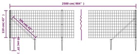 Συρματόπλεγμα Περίφραξης Ανθρακί 1,1 x 25 μ. με Καρφωτές Βάσεις - Ανθρακί