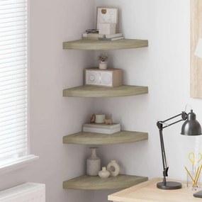 vidaXL Ράφια Τοίχου Γωνιακά 4 τεμ. Χρώμα Δρυός 35x35x3,8 εκ. MDF