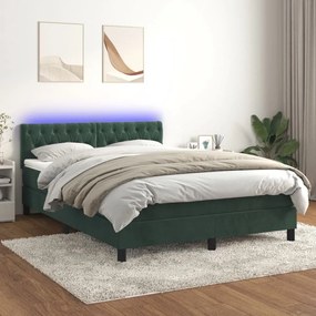 ΚΡΕΒΑΤΙ BOXSPRING ΜΕ ΣΤΡΩΜΑ &amp; LED ΣΚ. ΠΡΑΣΙΝΟ 140X200ΕΚ ΒΕΛΟΥΔΟ 3134588