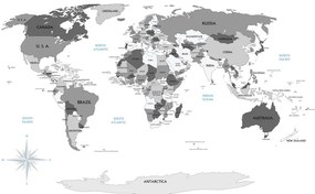 Εικόνα ασπρόμαυρου χάρτη με μπλε αντίθεση - 60x40