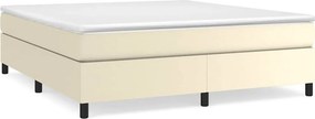 vidaXL Κρεβάτι Boxspring με Στρώμα Κρεμ 160x200εκ. από Συνθετικό Δέρμα
