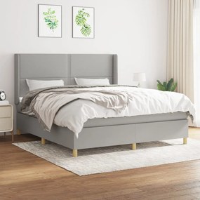 Κρεβάτι Boxspring με Στρώμα Ανοιχτό Γκρι 180x200 εκ. Υφασμάτινο