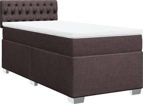 vidaXL Κρεβάτι Boxspring με Στρώμα Σκούρο Καφέ 90x200 εκ. Υφασμάτινο