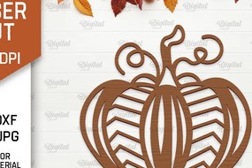 Σετ των 2 Intra απο ξύλο plywood 3mm-4mm πάχος Φθινοπωρινή διακόσμηση τοίχου κολοκύθας με λέιζερ Δίασταση 15x15 cm INTRAFABR-102188790