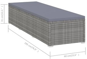 Ξαπλώστρα Γκρι από Συνθετικό Ρατάν με Μαξιλάρι &amp; Τραπεζάκι - Γκρι