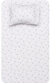 Borea Σεντόνια Κούνιας Φανελένιο Σετ Αστεράκια Γκρι (2) 120 x 160 cm + 30 x 40 cm Γκρι