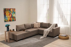 Corner Sofa-Bed Aly Arzilla Left - Brown Brown