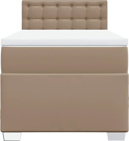 vidaXL Κρεβάτι Boxspring με Στρώμα Καπουτσίνο 90x200εκ.από Συνθ. Δέρμα