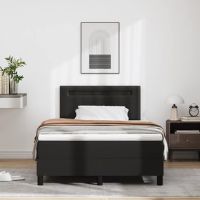 vidaXL Κρεβάτι με ελατήριο και στρώμα Μαύρο 120x200 εκ Δερματίνης