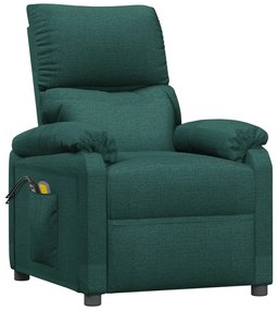 vidaXL Πολυθρόνα Μασάζ Ηλεκτρική Σκούρο Πράσινο Υφασμάτινη