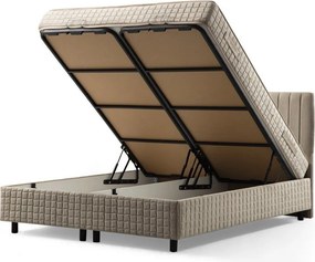 Double Bed Base &amp; Headboard Safir 160 x 200 - Brown Brown