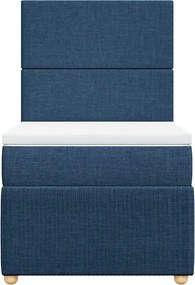 vidaXL Κρεβάτι Boxspring με Στρώμα Μπλε 90x200 εκ.Υφασμάτινο
