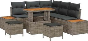 vidaXL Σετ Καναπέ Κήπου με μαξιλάρι 8 pcs Γκρι Πολυ ράταν