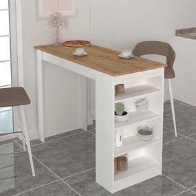 Τραπέζι μπαρ Monaco  από μελαμίνη χρώμα λευκό - sapphire oak 120x51,6x101,8εκ. - 02281