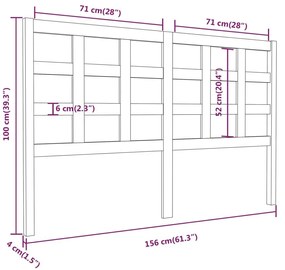 Κεφαλάρι Κρεβατιού Μελί 156 x 4 x 100 εκ. από Μασίφ Ξύλο Πεύκου - Καφέ