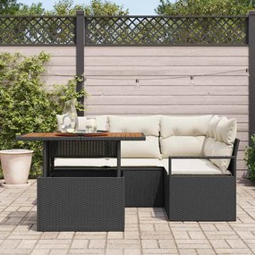vidaXL Σετ Καναπέ Κήπου με αποθήκευση 5 pcs Μαύρο Πολυ ράταν