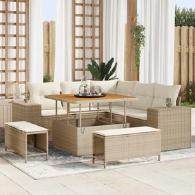 vidaXL Σετ Καναπέ Κήπου 8 pcs Μπεζ συνθετικό ρατάν