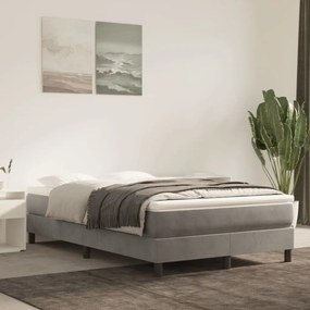 Κρεβάτι Boxspring με Στρώμα Ανοιχτό Γκρι 120x200 εκ. Βελούδινο