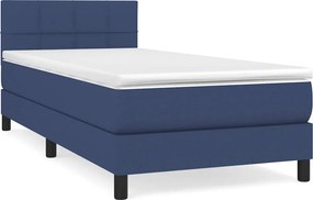 vidaXL Κρεβάτι Boxspring με Στρώμα Μπλε 90x190 εκ.Υφασμάτινο