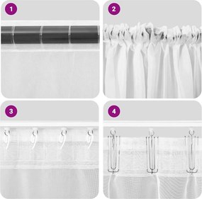 vidaXL Voile κουρτίνες με τσέπες ράβδου 2 τεμάχια Ροζ