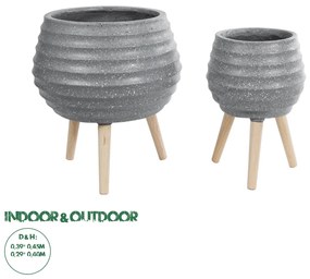 20568 GloboStar® Artificial Garden MARYLAND 20568 ΣΕΤ 2 Διακοσμητικά Πολυεστερικά Τσιμεντένιά Κασπώ Γλάστρες - Flower Pots Γκρι A:Φ39 x Υ45cm B:Φ29 x Υ40cm