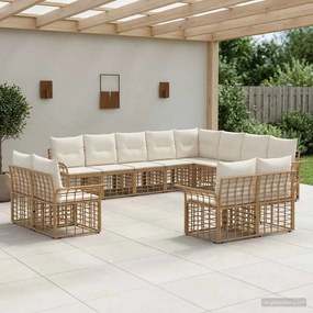 vidaXL Σειρά Καναπέ Εξωτερικού 12 pcs Φυσικό και Κρέμα Λευκό