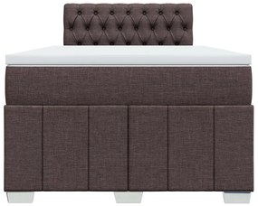 vidaXL Κρεβάτι Boxspring με Στρώμα Σκούρο Καφέ 120x200 εκ. Υφασμάτινο