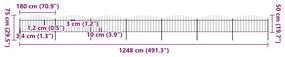 vidaXL Κάγκελα Περίφραξης με Λόγχες Μαύρα (0,5-0,75)x11,9 μ. Ατσάλινα