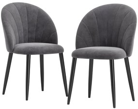HOMCOM Σετ 2 καρεκλών τραπεζαρίας, Καρέκλες έμφασης, Καρέκλες κουζίνας, Ρετρό σχεδιασμός, όψη βελούδου, 52 cm x 54 cm x 79 cm, Γκρι