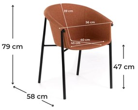 NARI ΚΑΡΕΚΛΑ ΜΠΡΑΤΣΑ ΥΦΑΣΜΑ / ΜΕΤΑΛΛΟ ΑΝΘΡΑΚΙ 56x58x79cm