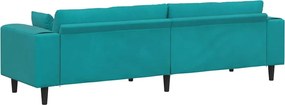 vidaXL Καναπές Τιρκουάζ 250 x 77 x 76 εκ. Βελούδο