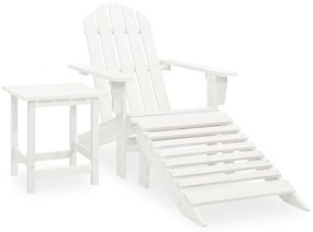 Καρέκλα Κήπου Adirondack Μασίφ Ξύλο Ελάτης / Υποπόδιο &amp; Τραπέζι - Λευκό