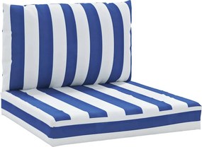 vidaXL Μαξιλάρια Παλέτας 2 τεμ. Μπλε &amp; Λευκά Ριγέ από Ύφασμα Oxford