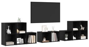 vidaXL με ράφι με αποθήκευση 8 pcs Μαύρη Οξυά Επεξεργασμένο ξύλο