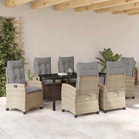 vidaXL Σέτ φαγητού για κήπο 7 pcs Μπεζ συνθετικό ρατάν