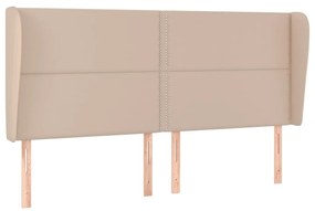 vidaXL Κεφαλάρι με Πτερύγια Καπουτσίνο 183x23x118/128 εκ. Συνθ. Δέρμα