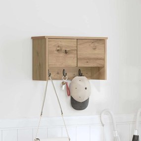 vidaXL Τοίχου Κρεμάστρα με ράφι με πόρτα artisan δρυς 50 x 20 x 30 εκ.