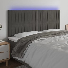Κεφαλάρι Κρεβατιού LED Σκούρο Γκρι 180x5x118/128 εκ. Βελούδινο 3122723