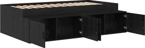 vidaXL Κρεβάτι με αποθήκευση Μαύρη δρυς 75x190 εκ