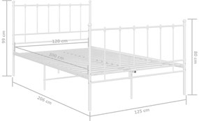 vidaXL Πλαίσιο Κρεβατιού Λευκό 120 x 200 εκ. Μεταλλικό