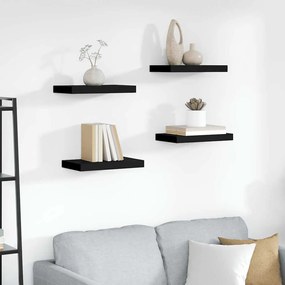 vidaXL Ράφια Τοίχου 4 τεμ. Μαύρα 40x23x3,8 εκ. MDF