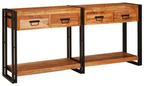 Τραπέζι κονσόλας με συρτάρι 2 pcs Καφέ Στερεό ξύλο ακακίας