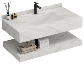 Bathroom Βench with sink MERILYN 100 White Marble 100x50x50 cm 100x50x50 εκ.