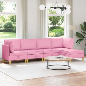vidaXL Μοτέρ Σαπούνι με Αποθήκη 5 τμχ. Ροζ Ύφασμα