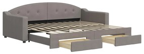 vidaXL Καναπές Κρεβάτι Συρόμενος Taupe 90x200 εκ. Ύφασμα & Συρτάρια