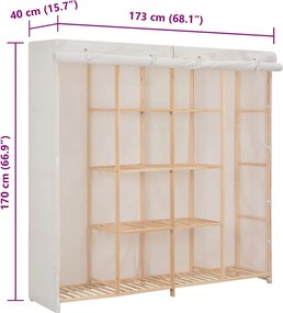 vidaXL Ντουλάπα Λευκή 173 x 40 x 170 εκ. Υφασμάτινη