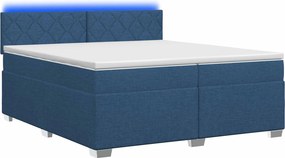 vidaXL Κρεβάτι Box Spring με Στρώμα και LED Μπλε 200 x 200 cm Ύφασμα